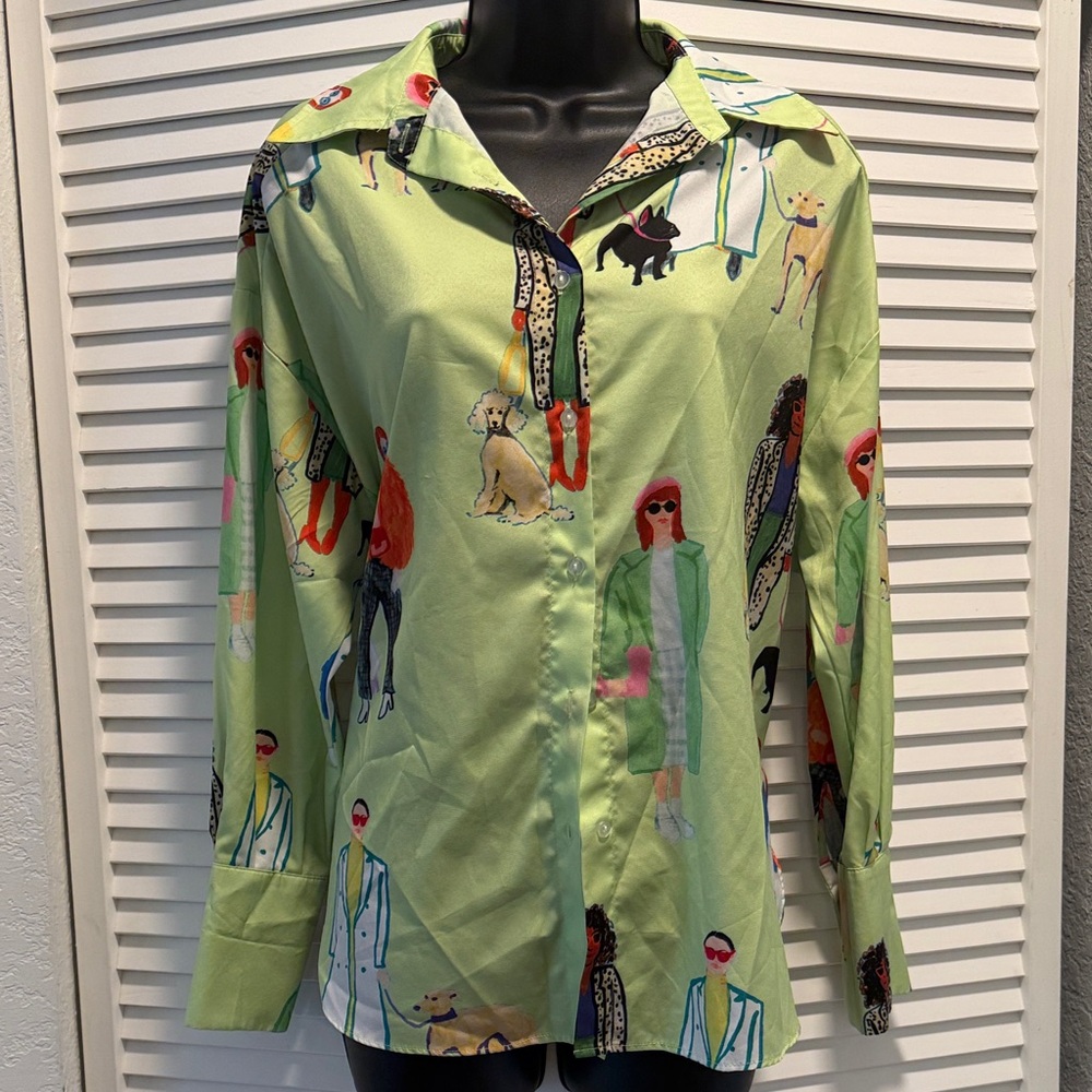 Colorful Graphic Button-Up Shirt